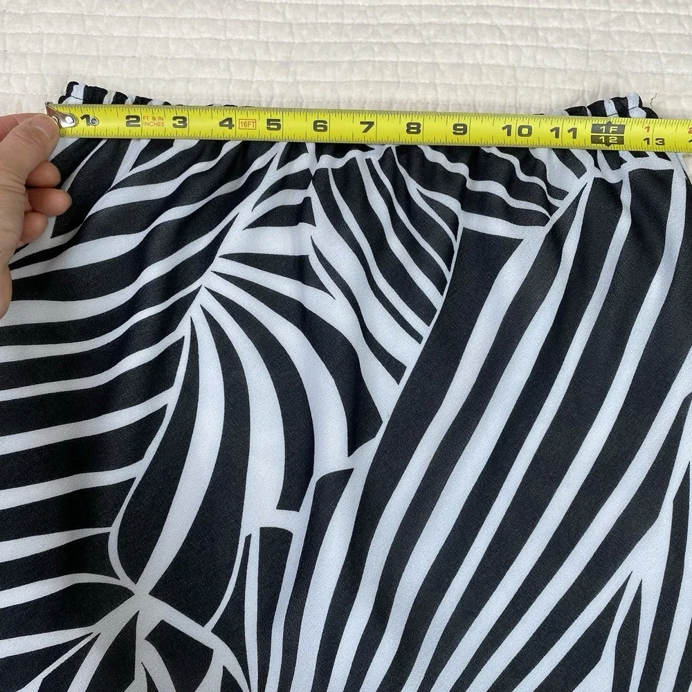 F&A Future Collection Womens Ruffle Midi Skirt Size XL Flare Elastic Waist Zebra